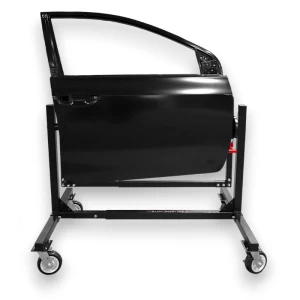 Pro ReFinish Door Stand by Goliath Carts holding an automotive door panel
