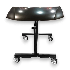 Pro ReFinish Hood Stand by Goliath Carts supporting a vehicle hood panel