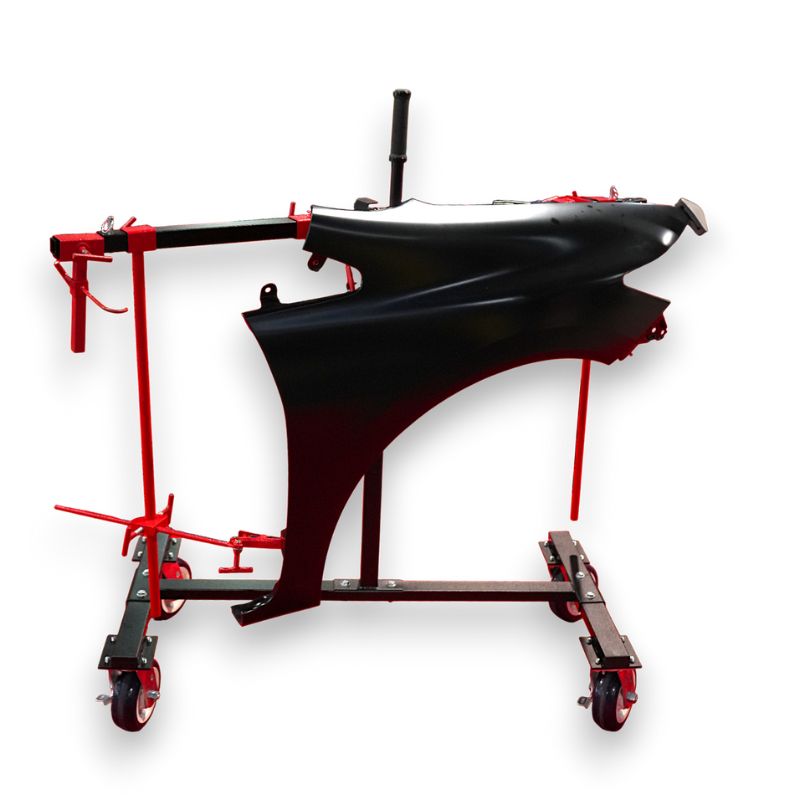 Pro ReFinish Multi-Stand by Goliath Carts holding an automotive fender