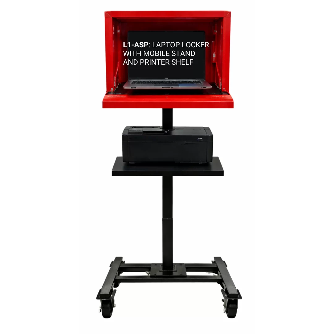 L1-ASP Laptop Locker with Mobile Stand and Printer Shelf